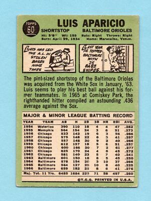 1967 Topps #60 Luis Aparicio Baltimore Orioles Baseball Card EX