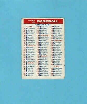 1956 Topps Checklist 2nd / 4th Series Baseball Card Low Grade