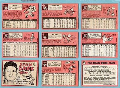 1969 Topps Cleveland Indians Lot of 26 Different Baseball Cards LG - NM  