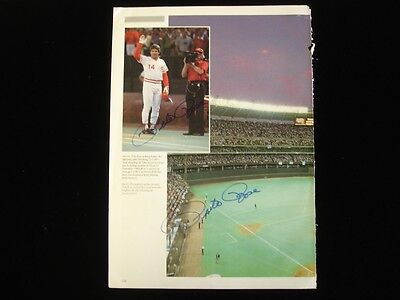 Ryne Sandberg, Carlton Fisk, Pete Rose (2x) Autographed 10" x 14" Magazine Cut