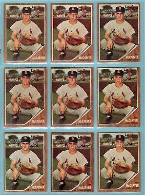 1962 Topps #167 Lot of 9 Tim McCarver Cardinals Rookie Baseball Cards VG - Ex/Mt