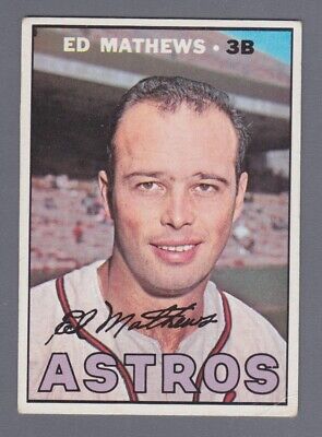 1967 Topps #166 Eddie Mathews Houston Astros Baseball Card EX wrk brc 