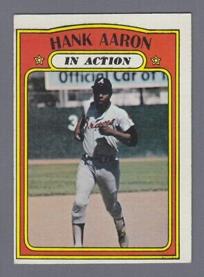 1972 Topps #300 Hank Aaron In Action Atlanta Braves Baseball Card EX o/c