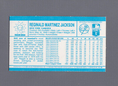 1980 Kellogg's 3-D #26 Reggie Jackson New York Yankees Baseball Card   