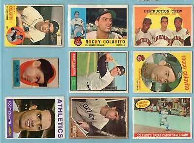 1959 thru 1967 Topps Lot of 12 Different Rocky Colavito Baseball Cards LG - NM