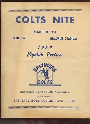 August 10 1954 NFL Football Baltimore Colts Preview Night Program