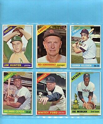1966 Topps Lot of 6 Different Hall Of Famer Baseball Cards EX - NM stains