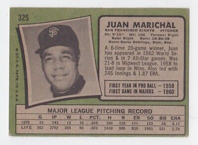 1971 Topps #325 Juan Marichal San Francisco Giants Baseball Card EX   