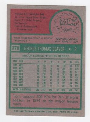 1975 Topps #370 Tom Seaver New York Mets Baseball Card Ex/Mt