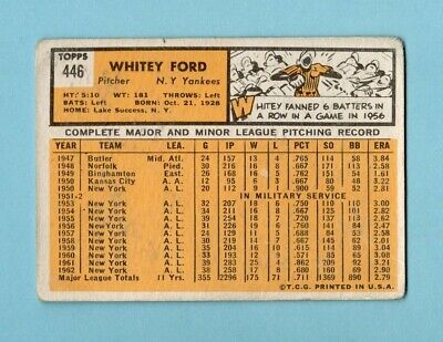 1963 Topps #446 Whitey Ford New York Yankees Baseball Card Low Grade    