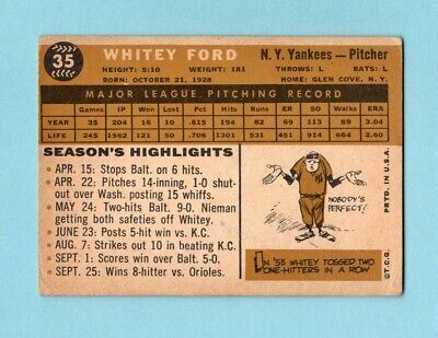 1960 Topps #35 Whitey Ford New York Yankees Baseball Card Vg/Ex app wrk ft