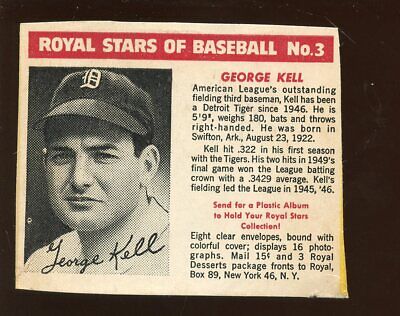 1950/1952 Royal Desserts / Pudding Baseball Card #3 HOFER George Kell