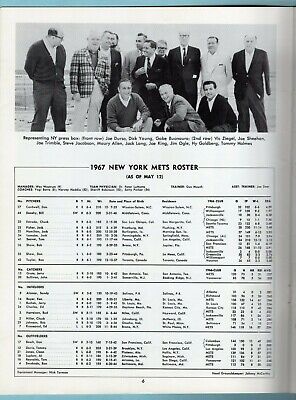 1967 New York Mets Yearbook Revised Edition Roster Page dated 5/12/67 EX