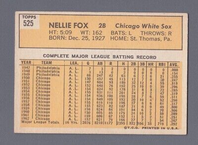 1963 Topps #525 Nellie Fox Chicago White Sox High Number Baseball Card EX+