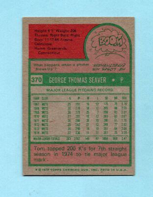 1975 Topps Mini #370 Tom Seaver New York Mets Baseball Card Ex/Ex+