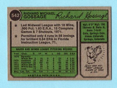 1974 Topps #542 Goose Gossage Chicago White Sox Baseball Card Ex/Mt      