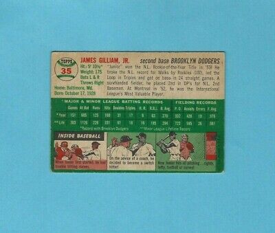 1954 Topps #35 Junior Gilliam Brooklyn Dodgers Baseball Card VG+ App.