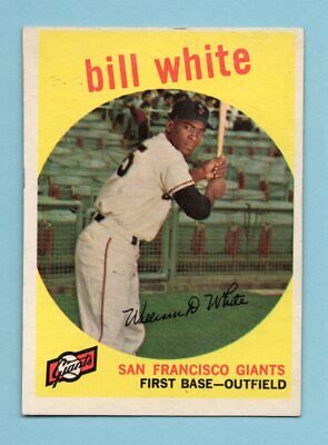 1959 Topps #359 Bill White San Fran Giants Rookie Baseball Card Ex/Mt o/c pt ln