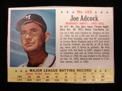 1963 Post Cereal  #148 Joe Adcock Milwaukee Braves