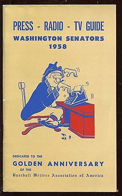 1958 Washington Senators Press Radio TV Media Guide NRMT