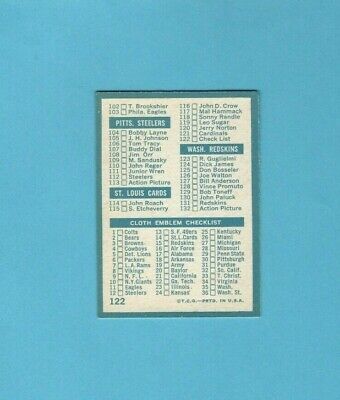 1961 Topps #122 Checklist Nos.78 to 132 Football Card Ex/Mt Unchecked 