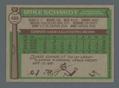 1976 Topps #480 Mike Schmidt Philadelphia Phillies Baseball Card NM