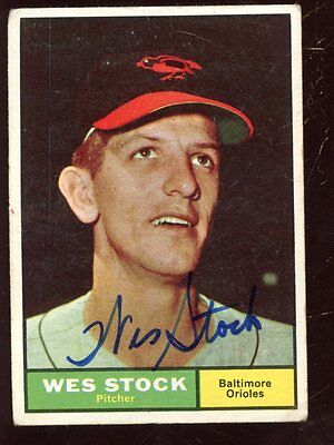 1961 Topps Baseball Card #26 Wes Stock VG Autographed Hologram