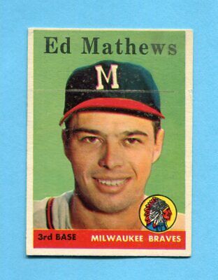 1958 Topps #440 Eddie Mathews Milwaukee Braves Baseball Card EX+ prt ln   