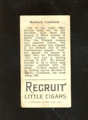 1912 T207 Recruit Brown Background Baseball Card Robert Coulson