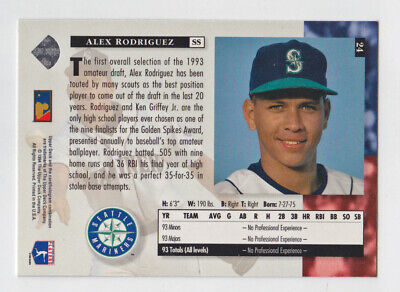 1994 Upper Deck #24 Alex Rodriguez Seattle Mariners Rookie Baseball Card NM