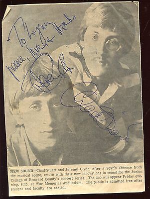 Chad Stuart & Jeremy Clyde Autographed Newspaper Clipping Hologram