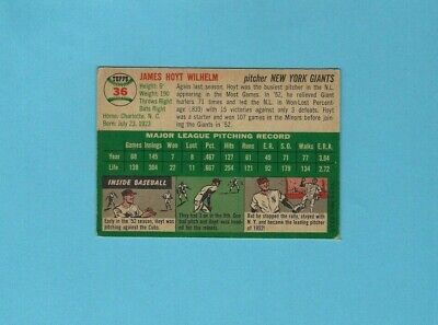 1954 Topps #36 Hoyt Wilhelm New York Giants Baseball Card