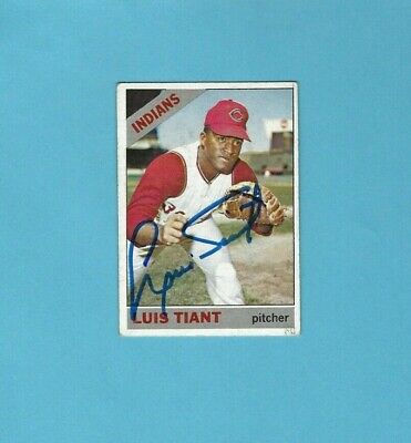 1966 Topps #285 Luis Tiant Cleveland Indians Autographed Baseball Card 