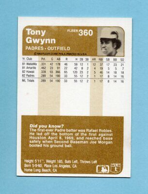 1983 Fleer #360 Tony Gwynn San Diego Padres Rookie Baseball Card NM 