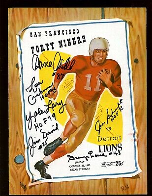 10-25 1953 NFL Program Detroit Lions at San Francisco 49'ers 6 Autographs EX 