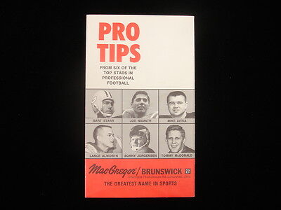 Late 1960’s MacGregor Pro Tips Football Pamphlet – Namath, Starr, Jurgenson