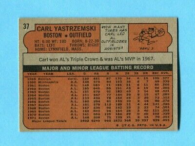 1972 Topps #37 Carl Yastrzemski Boston Red Sox Baseball Card Ex/Mt     