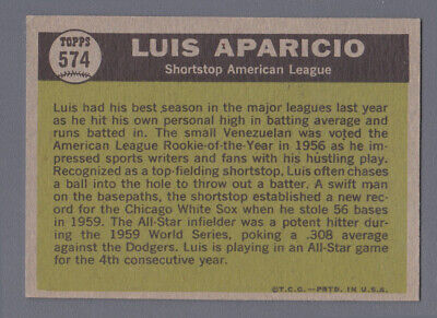 1961 Topps #574 Luis Aparicio All-Star High Number Baseball Card Ex/Mt 