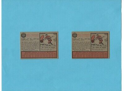 1962 Topps Lot of 2 Diff #147 Bill Kunkel Variation Baseball Cards  