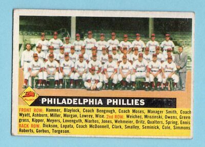 1956 Topps #72 Philadelphia Phillies Team Baseball Card EX  