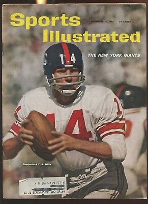 Nov 20 1961 Sports Illustrated Magazine With YA Tittle Giants Front Cover VGEX