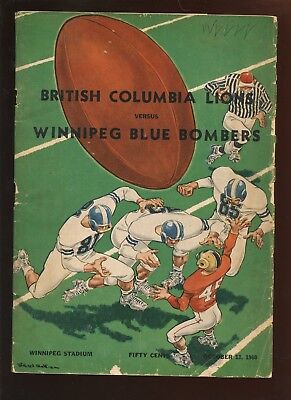 10-13 1960 Canadian Football League Program British Columbia Lions vs Winnipeg