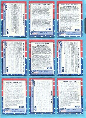 1987 Fleer Complete Set of 12 1986 World Series Baseball Cards NM