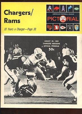 August 30 1969 AFL Pre Season Program Los Angeles Rams at San Diego Chargers EX