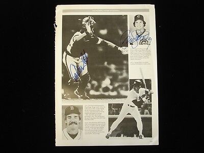 Ryne Sandberg, Carlton Fisk, Pete Rose (2x) Autographed 10" x 14" Magazine Cut