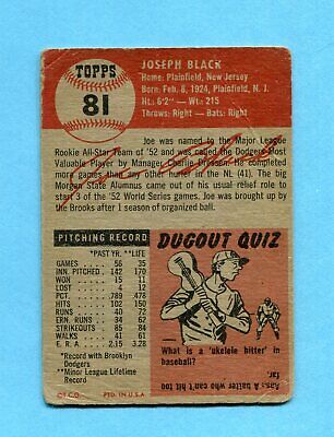 1953 Topps #81 Joe Black Brooklyn Dodgers Baseball Card Low Grade