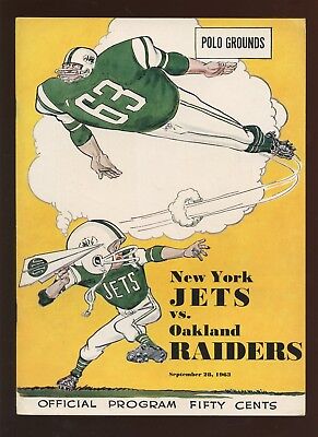 September 28 1963 AFL Program Oakland Raiders at New York Jets EX+