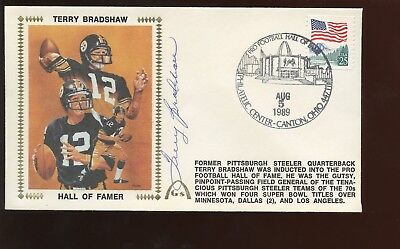 August 3 1989 Gateway Envelope / Cachet Autographed Terry Bradshaw Hologram