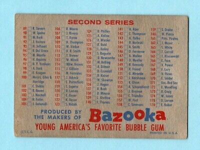 1957 Topps Checklist 1st & 2nd Series Bazooka ad Baseball Card Low Grade