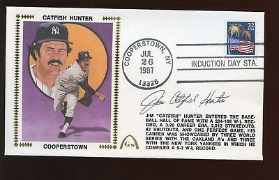 July 26 1987 Gateway Cachet Envelope Jim Catfish Hunter Autographed w/ Hologram